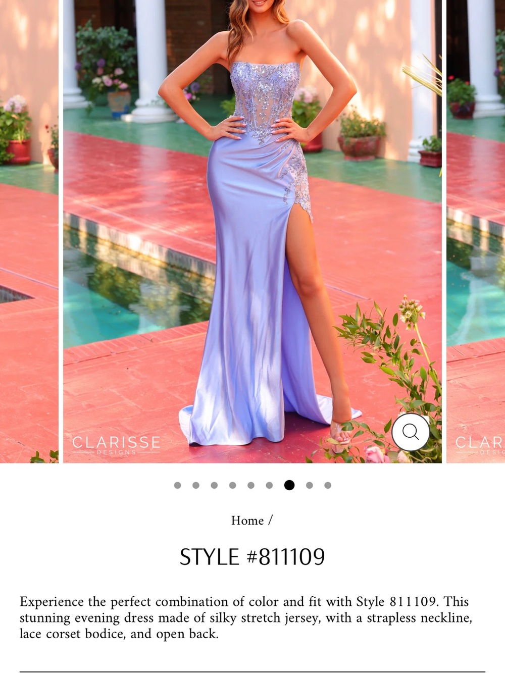 Clarisse Periwinkle Strapless Lace Corset Evening Dress 81109